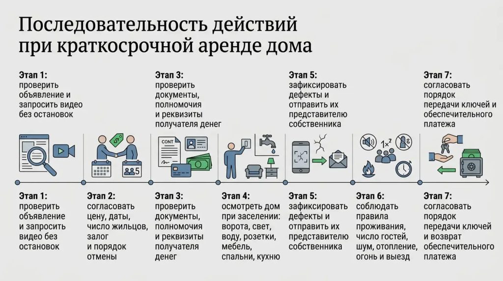 Последовательность действий при краткосрочной аренде дома